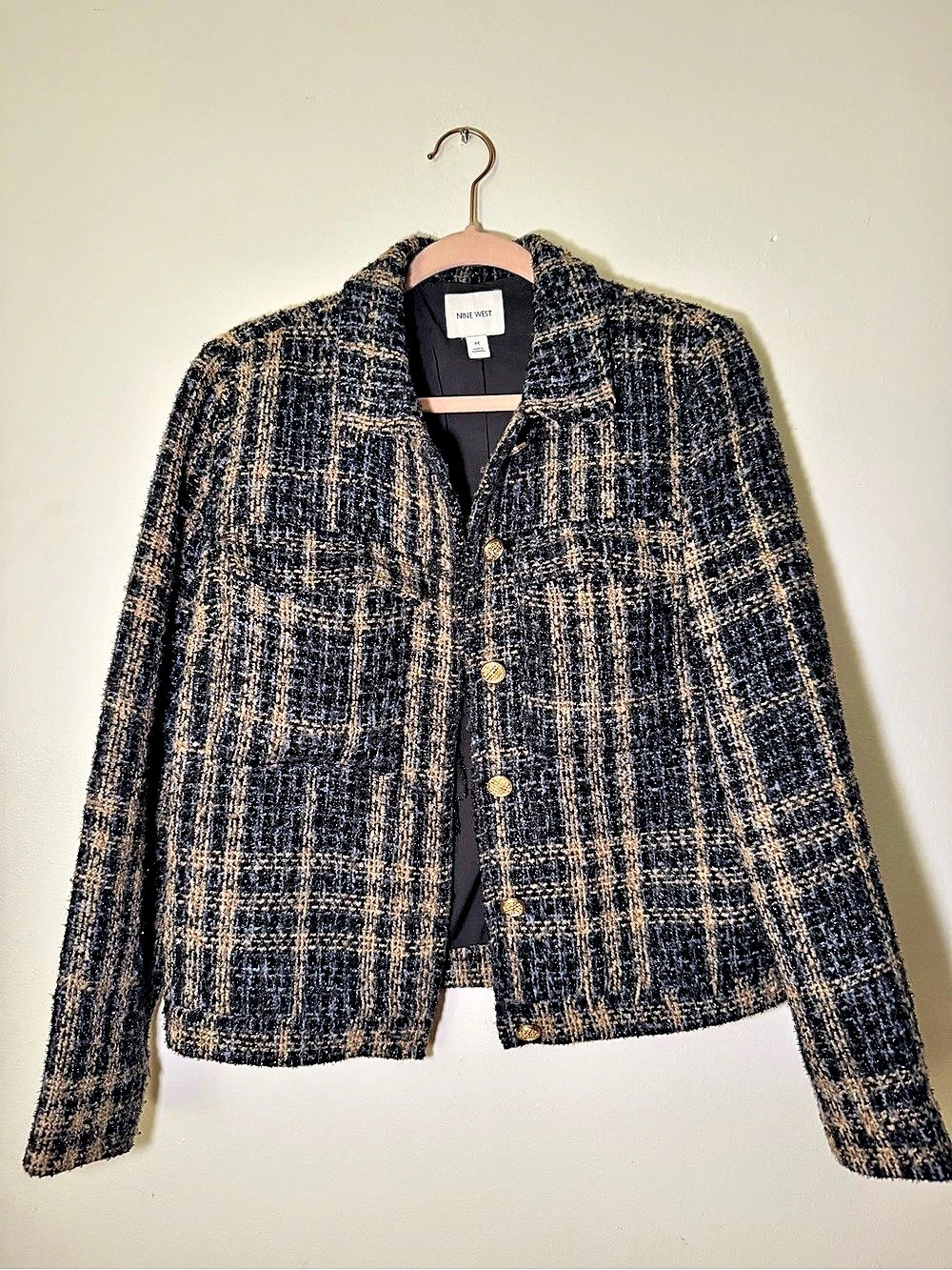 Meyers Plaid Tweed-Look Blazer Jacket